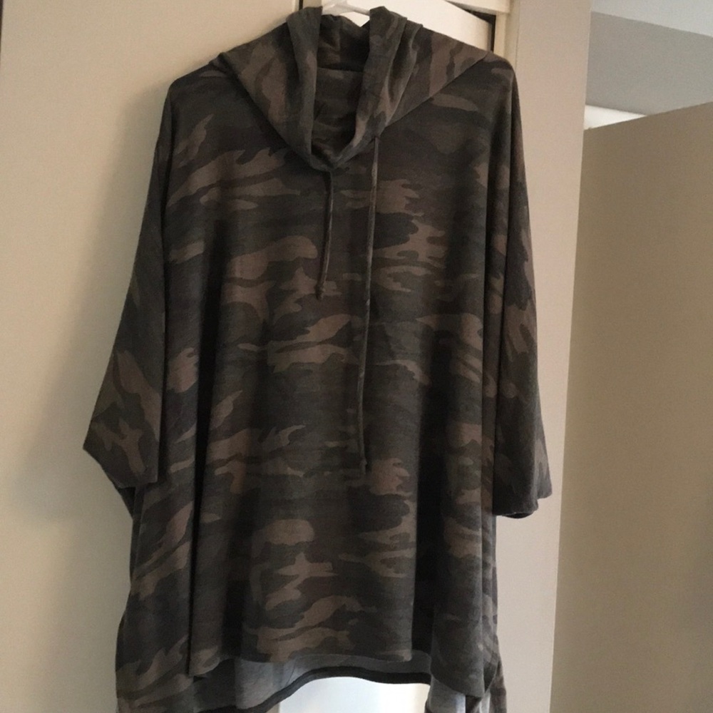 Oversized camo poncho